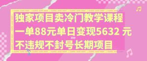 独家代理新项目卖小众教学内容一单88元单日转现5632元违反规定防封号长期项目【揭密】-中创网_分享创业项目_助您在家赚钱