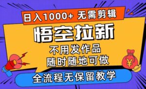 孙悟空引流日入1k 不用视频剪辑当日入门,一部手机随时能做,毫无保留的课堂教学-中创网_分享创业项目_助您在家赚钱