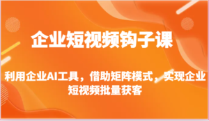 企业短视频钩子课-利用企业AI工具，借助矩阵模式，实现企业短视频批量获客-中创网_分享创业项目_助您在家赚钱