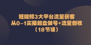 短视频3大平台流量获客:从0-1实操起盘做号+流量创收(18节课)-中创网_分享创业项目_助您在家赚钱