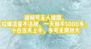 (12166期)视频号无人播剧,拉爆流量不违规,一天到手5000多,小白当天上手,多号…-中创网_分享创业项目_助您在家赚钱
