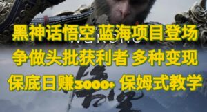 黑神话悟空，蓝海项目登场，争做头批获利者，多种变现日赚3k，保姆式教学-中创网_分享创业项目_助您在家赚钱