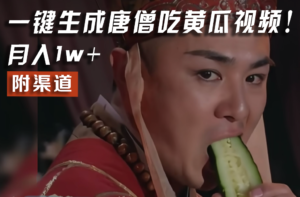 【意料之中,意想不到】火爆全网的唐三藏吃黄瓜的小视频!一键没脑子形成,附方式,月入1w-中创网_分享创业项目_助您在家赚钱