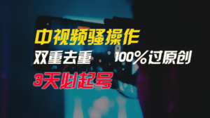 中视频骚操作,双重去重100%过原创,3天比必起号,简单无脑,月入3W+-中创网_分享创业项目_助您在家赚钱