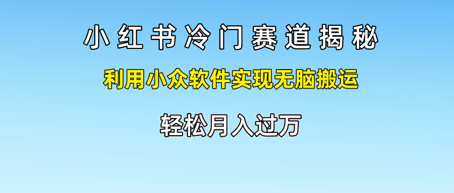 小红书的小众跑道揭密,运用小众软件完成没脑子运送，轻轻松松月入了万-中创网_分享创业项目_助您在家赚钱