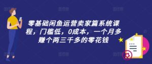 零基础闲鱼运营卖家篇系统课程，门槛低，0成本，一个月多赚个两三千多的零花钱-中创网_分享创业项目_助您在家赚钱