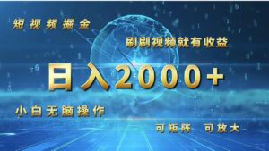 (12347期)短视频掘金,刷刷视频就有收益.小白无脑操作,日入2000+-中创网_分享创业项目_助您在家赚钱