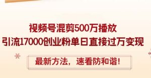 (12391期)精华帖视频号混剪500万播放引流17000创业粉,单日直接过万变现,最新方…-中创网_分享创业项目_助您在家赚钱