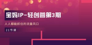 宝妈IP轻创营第3期，人人都能抓住的流量风口（21节课）-中创网_分享创业项目_助您在家赚钱