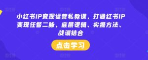 小红书IP变现运营私教课，打通红书IP变现任督二脉，底层逻辑、实操方法、战训结合-中创网_分享创业项目_助您在家赚钱