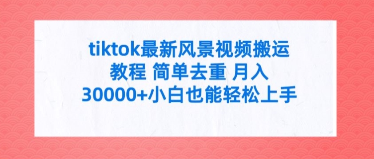 tiktok全新景色视频搬运实例教程 简易去重复 月入3W 新手也可以快速上手【揭密】-中创网_分享创业项目_助您在家赚钱