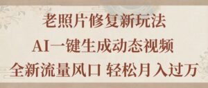 （11503期）老照片翻新新模式，旧照片AI一键生成动态图片 全新升级总流量出风口 轻轻松松月入了万-中创网_分享创业项目_助您在家赚钱