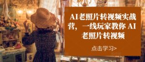 (11477期)AI旧照片转短视频实操训练营,一线游戏玩家教大家AI旧照片转短视频-中创网_分享创业项目_助您在家赚钱