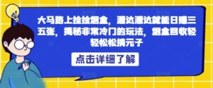 大马路上捡捡烟盒,溜达溜达就能日赚三五张,揭秘非常冷门的玩法,烟盒回收轻轻松松搞元子-中创网_分享创业项目_助您在家赚钱