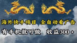（12175期）海外快手项目，利用工具全自动看广告，每天轻松 300+-中创网_分享创业项目_助您在家赚钱