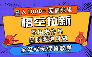 （11830期）孙悟空引流日入1000 不用视频剪辑当日入门，一部手机随时能做，全过程无…-中创网_分享创业项目_助您在家赚钱