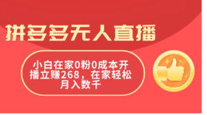 (11521期)拼多多平台无人直播,新手在家里0粉0成本费播出立赚268,在家里轻轻松松月入千余-中创网_分享创业项目_助您在家赚钱