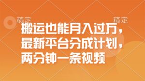 （11874期）运送也可以月入了万，全新服务平台分为方案，一万播放视频一百米，一分钟一个作品-中创网_分享创业项目_助您在家赚钱