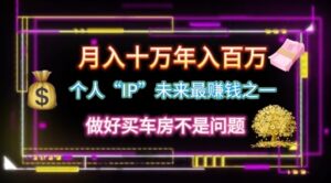 本人“ip”月入10w,年收入100w-中创网_分享创业项目_助您在家赚钱