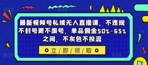 最新视频号私域无人直播课,不违规不封号更不废号,单品佣金50%-65%之间,不灰色不投流-中创网_分享创业项目_助您在家赚钱