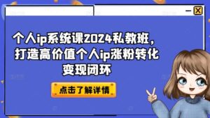 个人ip系统课2024私教班,打造高价值个人ip涨粉转化变现闭环-中创网_分享创业项目_助您在家赚钱