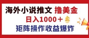 (12333期)最新海外小说推文撸美金,日入1000+ 蓝海市场,矩阵放大收益爆炸-中创网_分享创业项目_助您在家赚钱