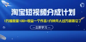 （11908期）淘宝短视频分成计划1万播放量100+收益一个作品1分钟月入过万就靠它了-中创网_分享创业项目_助您在家赚钱