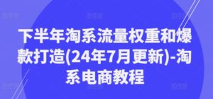 后半年淘宝总流量权重和爆款打造(24年7月升级)-淘宝电商教程-中创网_分享创业项目_助您在家赚钱