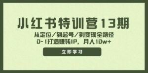 (11963期)小红书特训营13期,从定位/到起号/到变现全路径,0-1打造赚钱IP,月入10w+-中创网_分享创业项目_助您在家赚钱