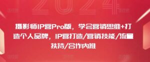 摄影师IP营Pro版，学会营销思维+打造个人品牌，IP营打造/营销技能/流量扶持/合作内推-中创网_分享创业项目_助您在家赚钱
