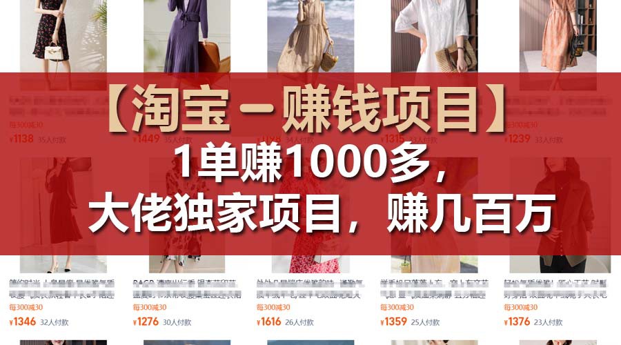 图片[1]-【淘宝赚钱项目】1单可赚1000多，大佬独家项目，年赚几百万
