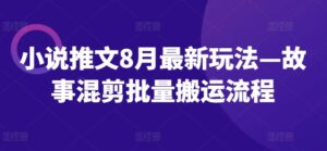 小说推文8月最新玩法—故事混剪批量搬运流程-中创网_分享创业项目_助您在家赚钱