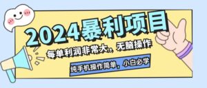 (12130期)2024暴利项目,每单利润非常大,无脑操作,纯手机操作简单,小白必学项目-中创网_分享创业项目_助您在家赚钱