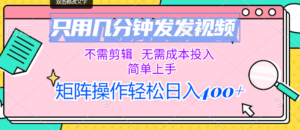 （12159期）只用几分钟发发视频，不需剪辑，无需成本投入，简单上手，矩阵操作轻松…-中创网_分享创业项目_助您在家赚钱