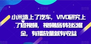 小米造上了汽车,VIVO研究上了短视频,视频板砖轻松掘金,有播放量就有收益-中创网_分享创业项目_助您在家赚钱