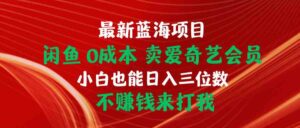 淘宝闲鱼VIP,0成本费,当日开单 日入1.5k,不断回购-中创网_分享创业项目_助您在家赚钱