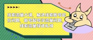 线索流量大课,解决线索账号定位问题,新号起号没流量问题,线索流量导进私域-中创网_分享创业项目_助您在家赚钱