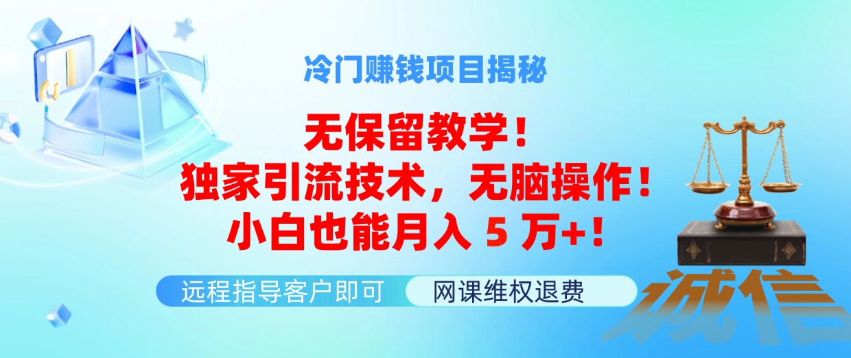 （11864期）冷门赚钱项目无保留教学！独家引流技术，无脑操作！小白也能月入5万+！-中创网_分享创业项目_助您在家赚钱