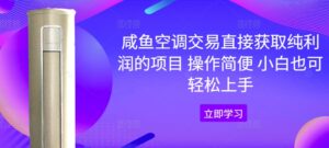 咸鱼空调交易直接获取纯利润的项目 操作简便 小白也可轻松上手-中创网_分享创业项目_助您在家赚钱