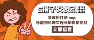 (11548期)某收费标准888-S搭子交朋友引流方法,交朋友粉玩法 sop,引流到公域实现长期高抛低吸-中创网_分享创业项目_助您在家赚钱