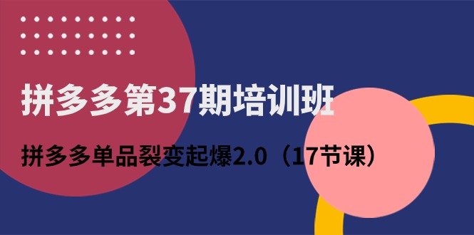 拼多多第37期培训班：拼多多单品裂变起爆2.0（17节课）-中创网_分享创业项目_助您在家赚钱