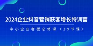 2024企业抖音营销拓客提高夏令营,中小型企业老总必修课程(29堂课)-中创网_分享创业项目_助您在家赚钱