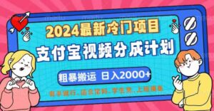 (12407期)2024最新冷门项目!支付宝视频分成计划,直接粗暴搬运,日入2000+,有…-中创网_分享创业项目_助您在家赚钱