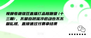 视频号微信豆直播打品陪跑营(十三期),做不自流然冷动启也不不做私域,接直通付过费拿结果-中创网_分享创业项目_助您在家赚钱