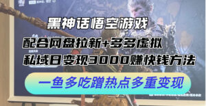 黑神话悟空游戏配合网盘拉新+多多虚拟+私域日变现3k+赚快钱方法,一鱼多吃蹭热点多重变现【揭秘】-中创网_分享创业项目_助您在家赚钱