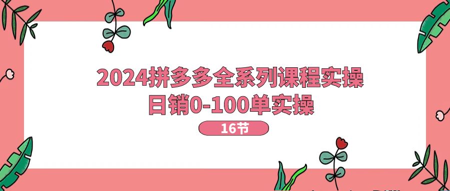 图片[1]-2024拼多多平台全主题课程实际操作，日销0-100单实际操作【16堂课】