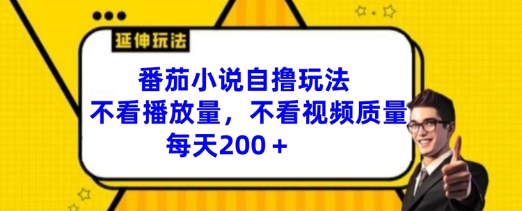 番茄小说自撸游戏玩法，不要看播放率，不要看视频清晰度，每日200 【揭密】-中创网_分享创业项目_助您在家赚钱