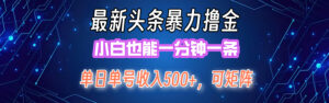 (12380期)最新暴力头条掘金日入500+,矩阵操作日入2000+ ,小白也能轻松上手!-中创网_分享创业项目_助您在家赚钱