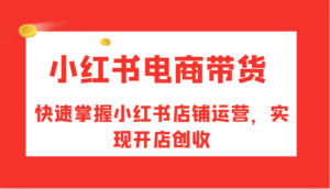 小红书电商带货,快速掌握小红书店铺运营,实现开店创收-中创网_分享创业项目_助您在家赚钱
