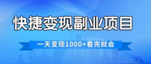 (11932期)便捷快速变现兼职副业,一天转现1000 ,各个平台最红跑道,看了便会-中创网_分享创业项目_助您在家赚钱
